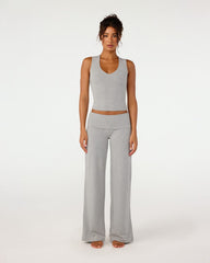 Foldover Jersey Straight Leg Pants | Grey Marle