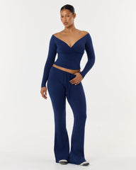 Off Shoulder Wrap Top | Navy
