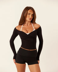 Form Invisible Scrunch Fold Over Shorts 3" | Black