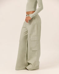 Wide Leg Cargo Pants | Sage