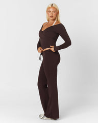 Drawstring Flare Pants | Espresso