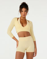 Ballet Wrap Cropped Top 3/4 Sleeve | Butter
