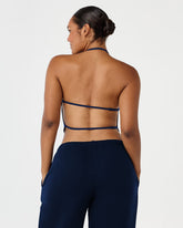 Open Back Halter Top | Navy
