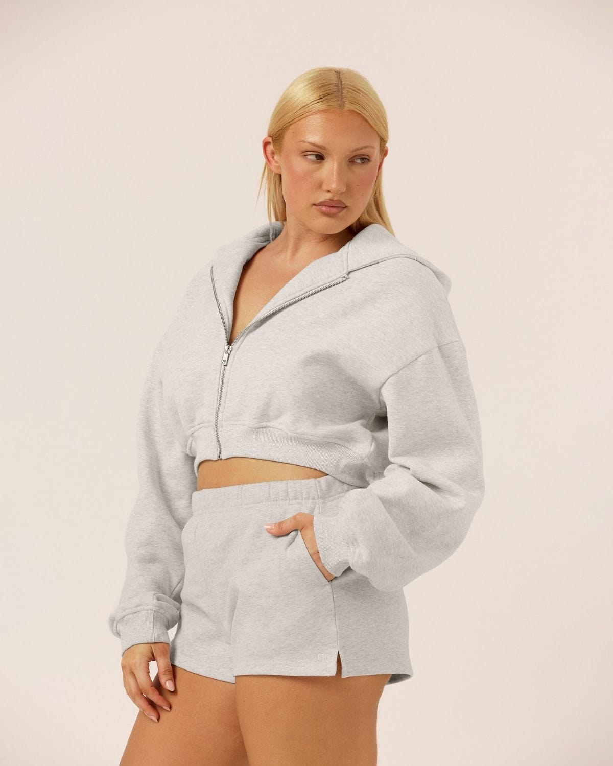 Cropped Hoodie | Snow Marle