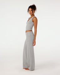 Foldover Jersey Straight Leg Pants | Grey Marle