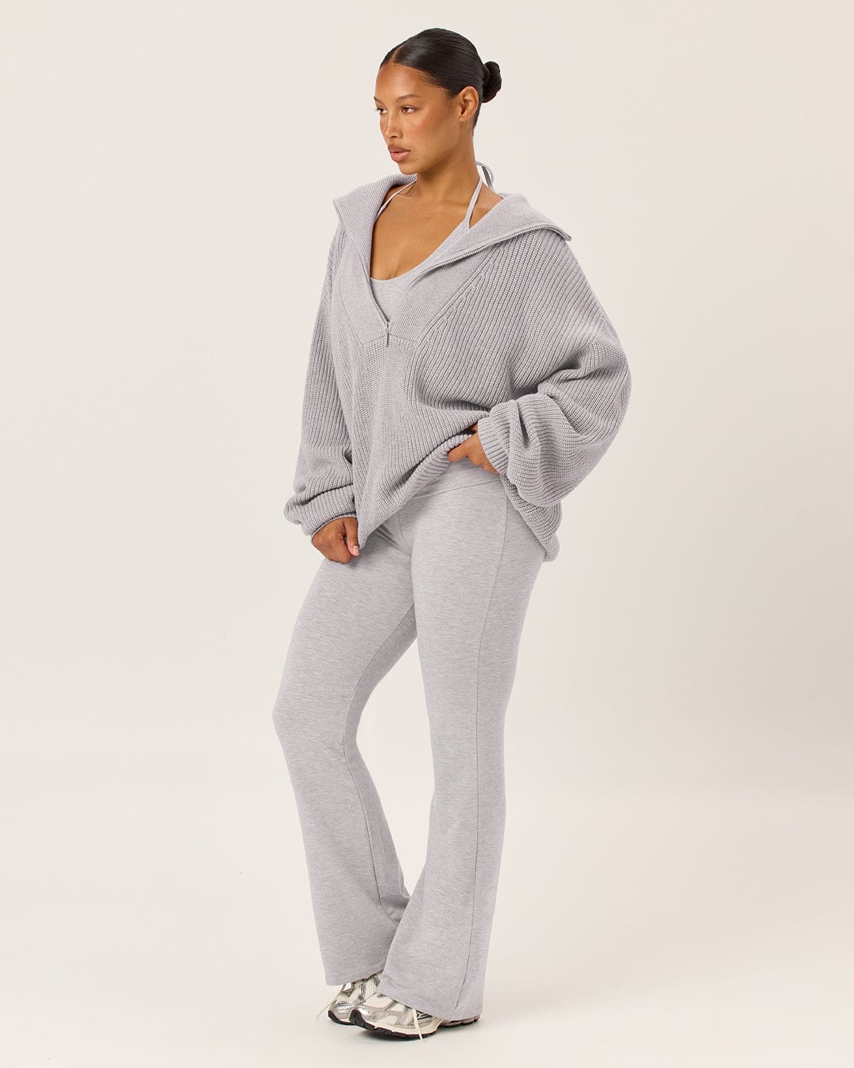 Oversized Knit Sweater | Grey Marle
