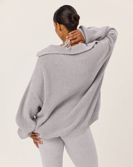 Oversized Knit Sweater | Grey Marle