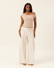 One Shoulder Capped Sleeve Top | Fawn