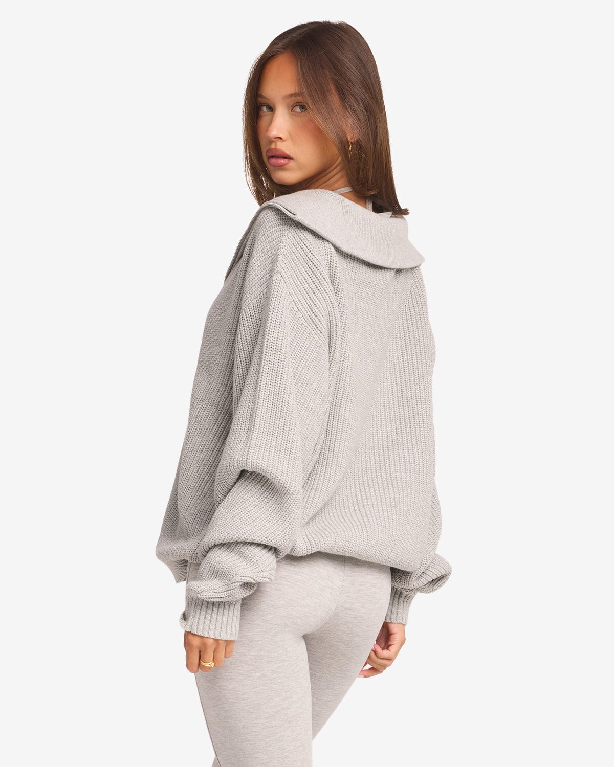 Oversized Knit Sweater | Grey Marle