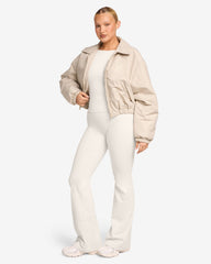 Cropped Oversized Bomber Jacket | Fawn