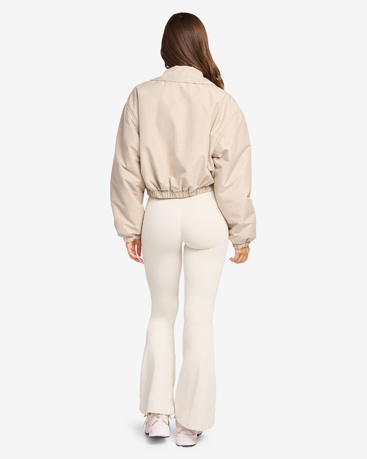 Cropped Oversized Bomber Jacket | Fawn