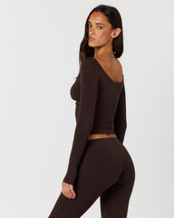 Off Shoulder Wrap Top | Espresso