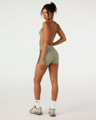 Form Invisible Scrunch Stripe Shorts 3" | Moss Green